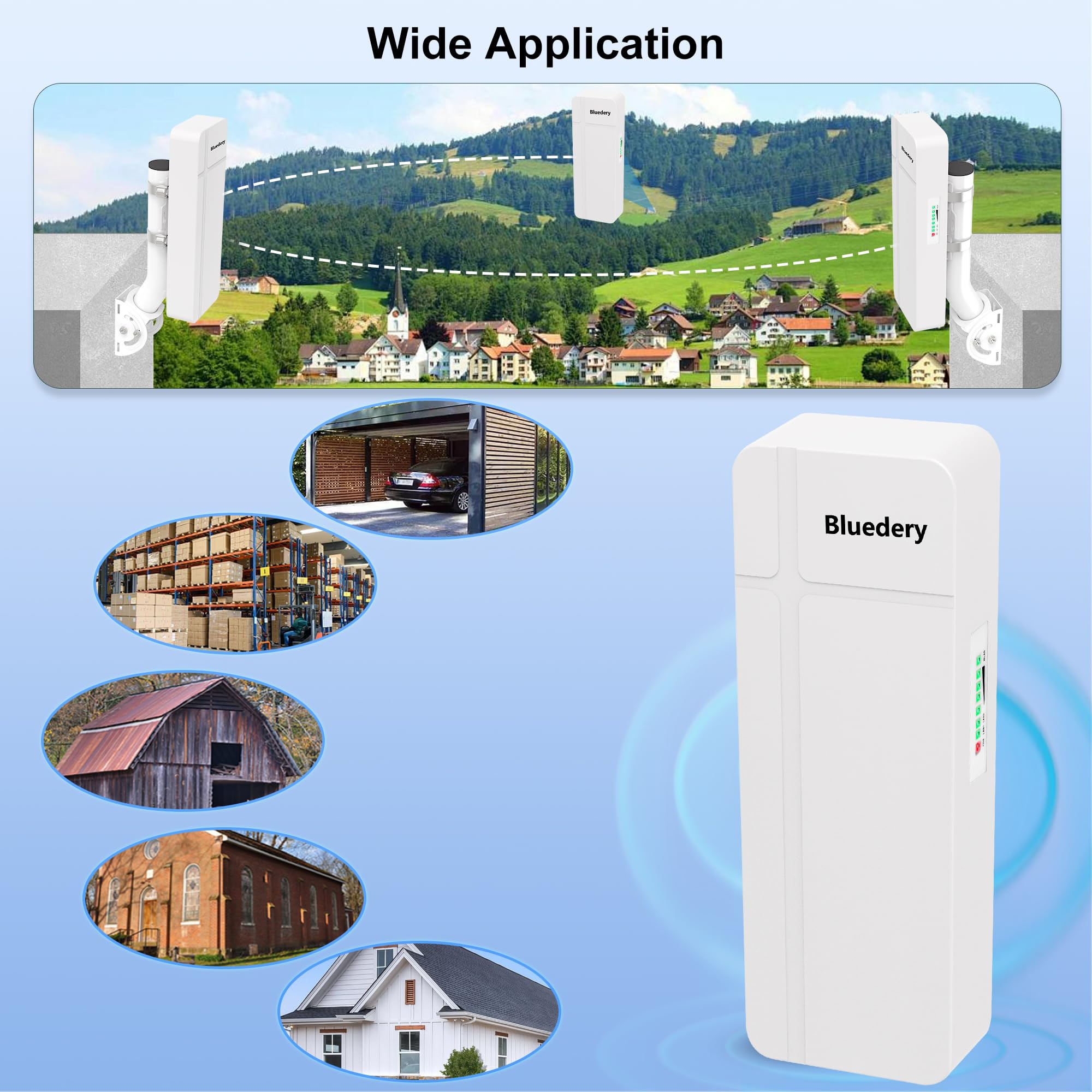 Ponte wireless punto a due punti per Internet Starlink, 3 KM Outdoor 5.8G Ponti WiFi Extender Punto di accesso CPE con antenna 16DBi 2 porta LAN 100 mbps Adattatore di alimentazione PoE 24 V