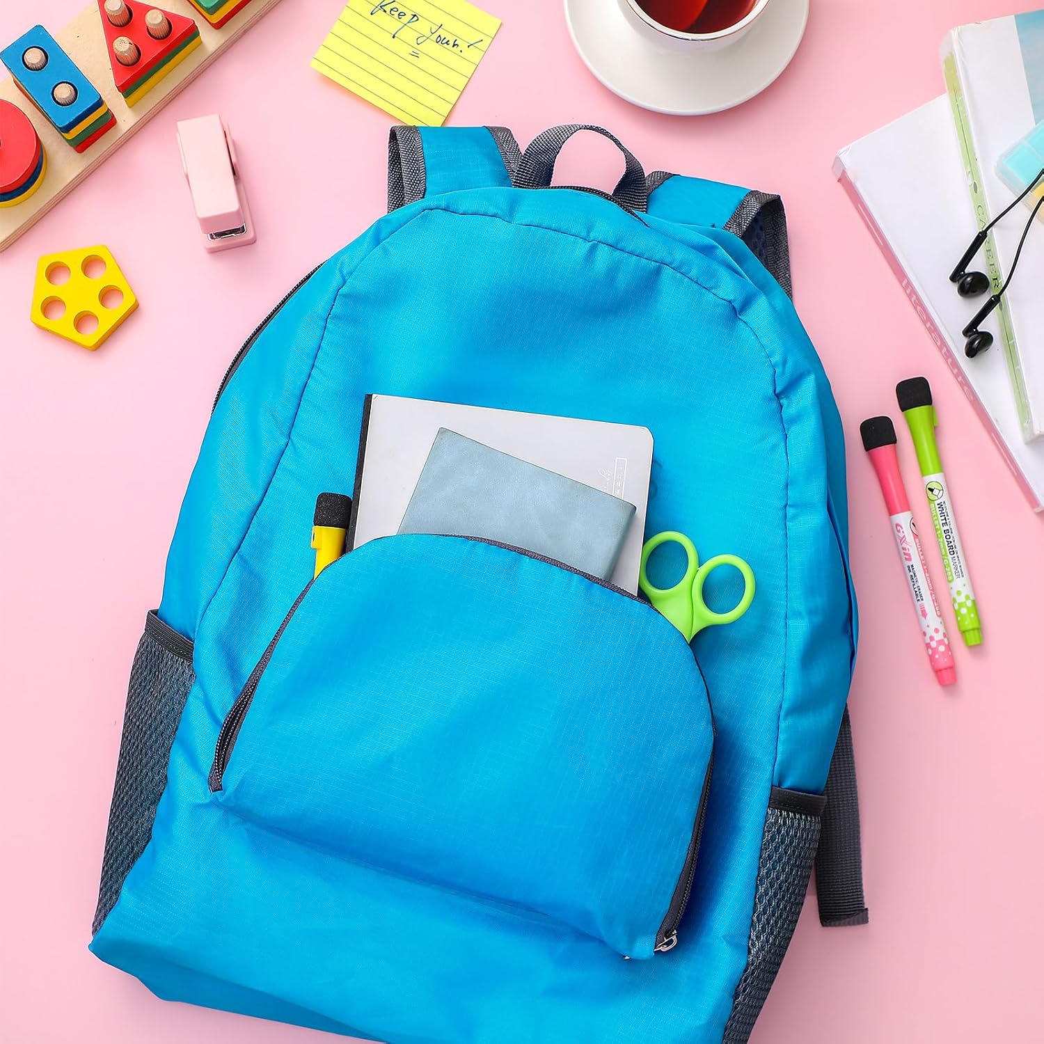 Jexine 80 Pack Backpack Bulk 17 Inch Foldable Backpack 5 Assorted Colors Lightweight Back Pack for Outdoor Travel Zippered Book Bags