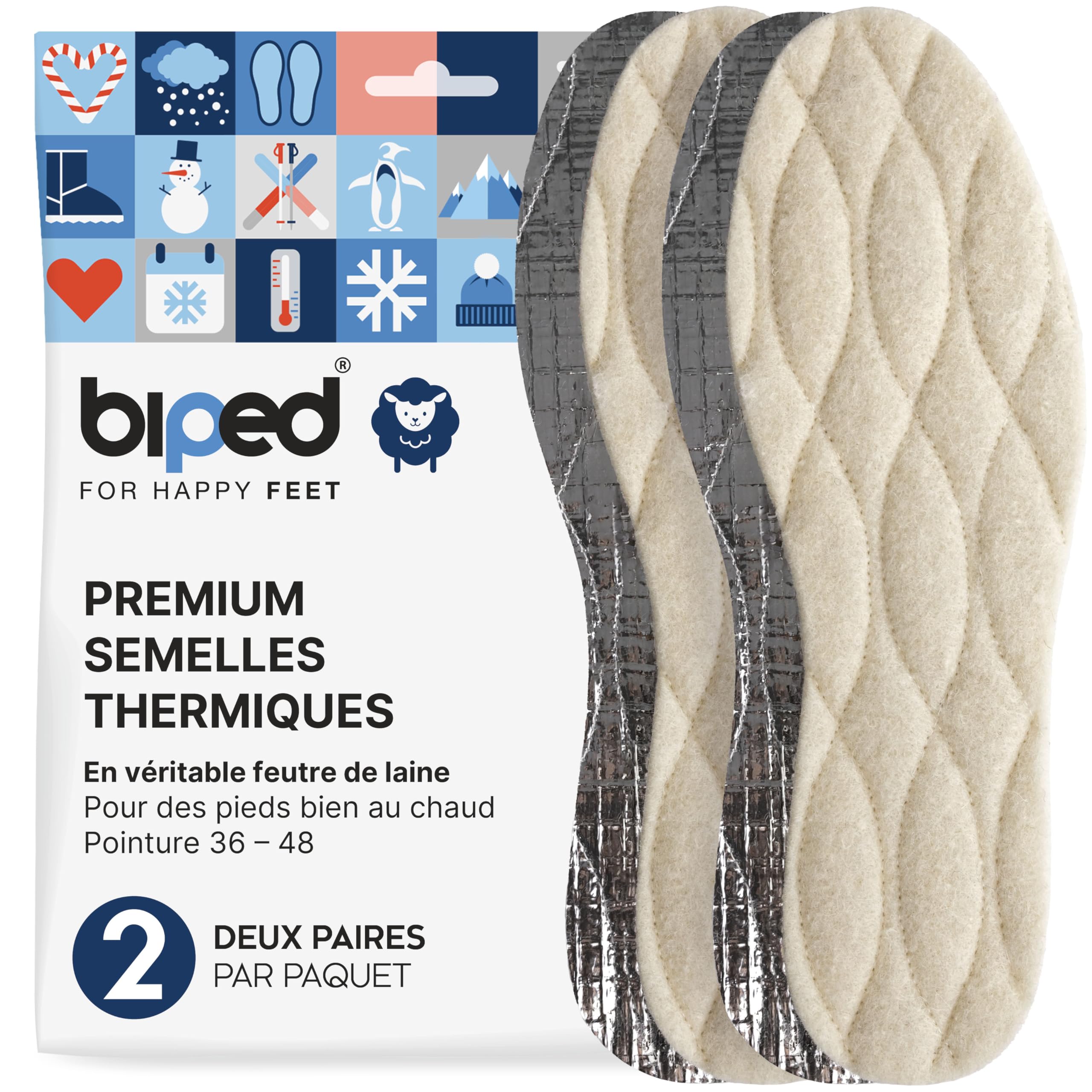 2 Paires De Semelles En Laine D'agneau Biped - Véritable Laine Extra-épaisse - Chauffantes Unisexes