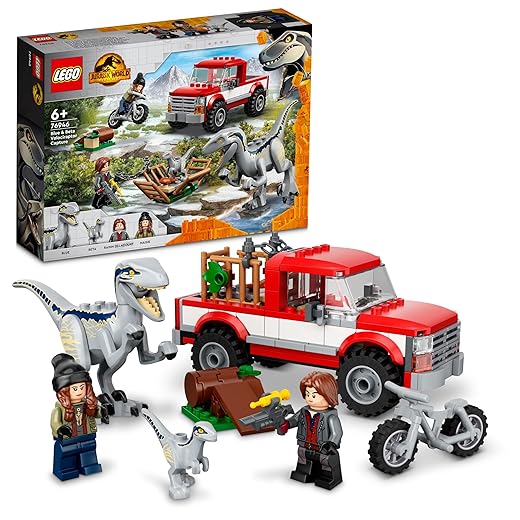 LEGO Jurassic World Blue and Beta Velociraptor Capture 76946 - Features Truck, 2 Indoraptor Dinosaur Toys, Action Minifigures, Dominion Movie Inspired Set, Great Gift for Kids Aged 6+ Years