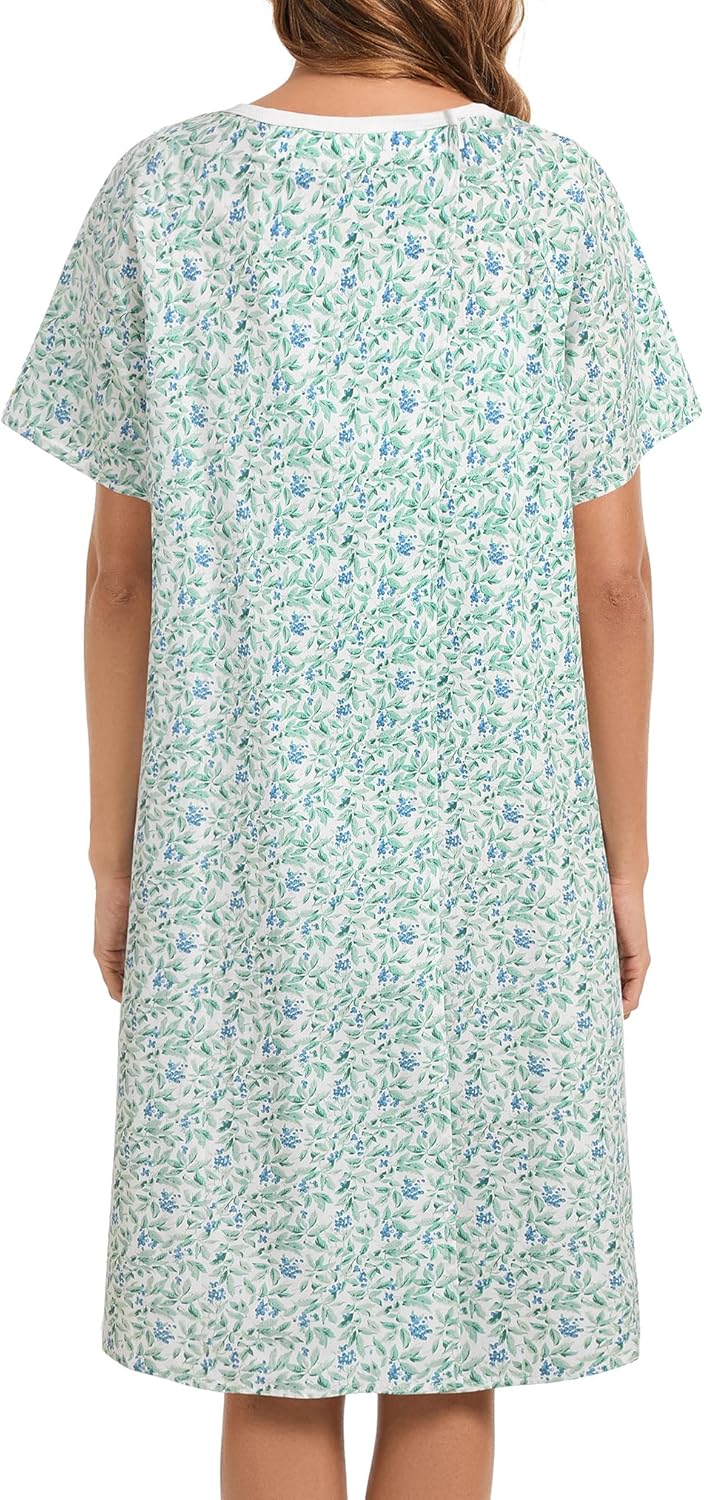 AVIIER 100% Cotton Hospital Gowns for Women Open Back Adaptive Clothing Nightgown Post Shoulder Surgery Patient Gown - Image 6