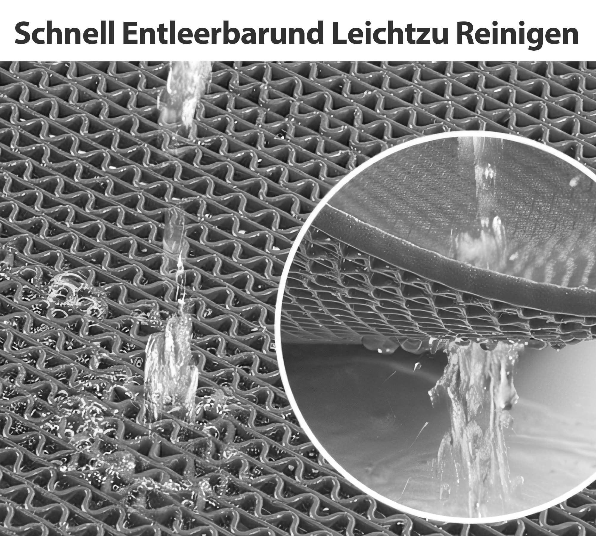bimiti Drainage Bodenmatte 90x200cm PVC Duschmatte 6mm Dicke, rutschfest Kommerzielle Matte, Antirutschmatte Duschmatte Mesh Hohlmatte für Nassbereich Küche Schwimmbad Waschraum Restaurant, Grau