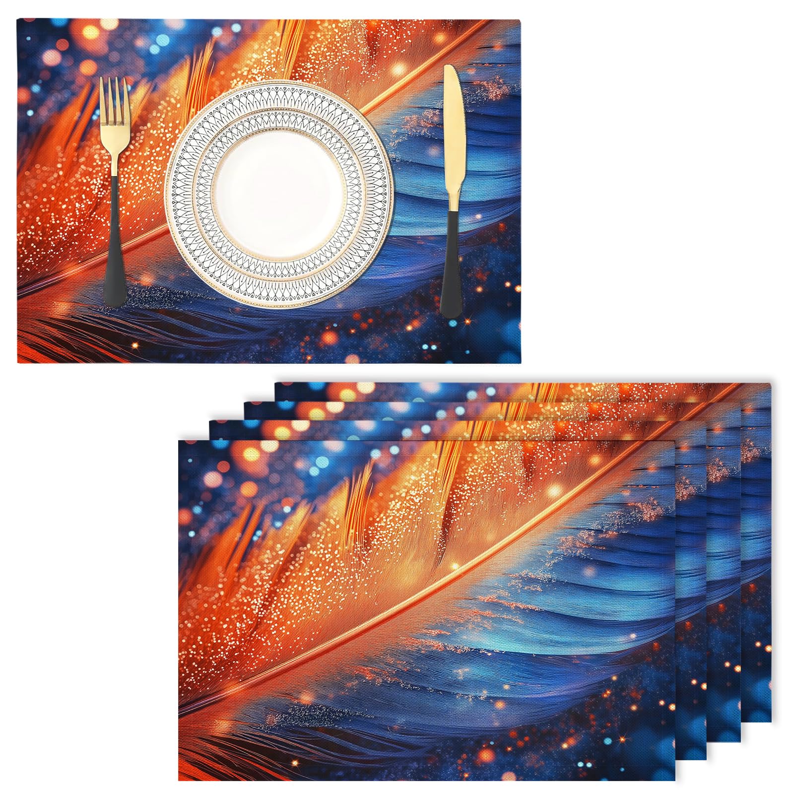 Set de table lavable en machine galaxie rectangulaire lin de coton