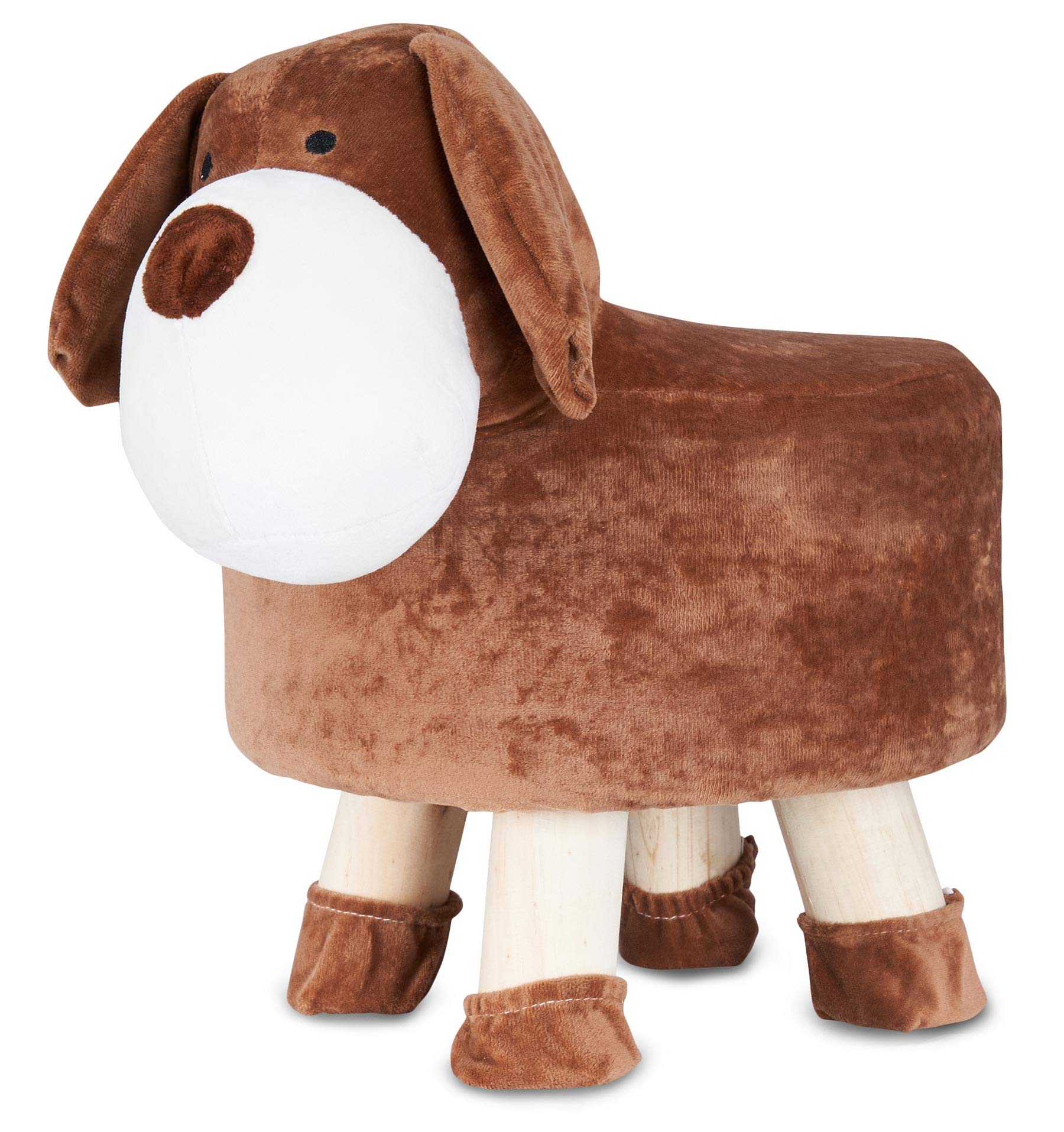 levandeo Hocker Hund H25cm Braun Plüsch Polsterhocker Kinderzimmer Tierhocker Dekositz Sitzgelegenheit Dekoration Einrichtung