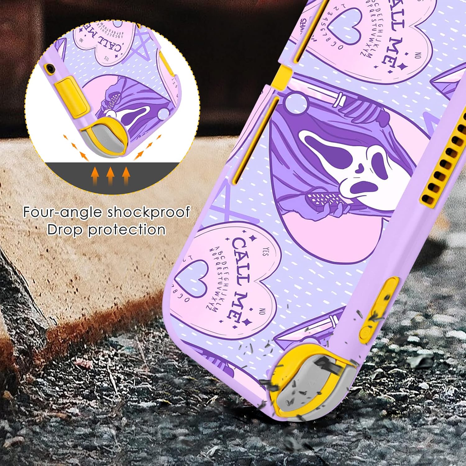 Xinocy Cute Case for Nintendo Switch Lite 2019 Kawaii Fun Funny Ghost Themed Skull Slim Fashion Protective Cases Hard Shell Cover for Girls Kids Boys for Switch Lite,P Skeleton