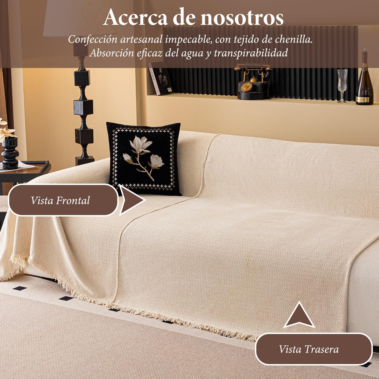 Manta Sofa Súper Suave, Jarapas para Sofas, Colcha Multiusos para Sofas, Mantas Decorativas Multifuncionales y Frescas para Camas y Sofás 180 * 260cm-Beige