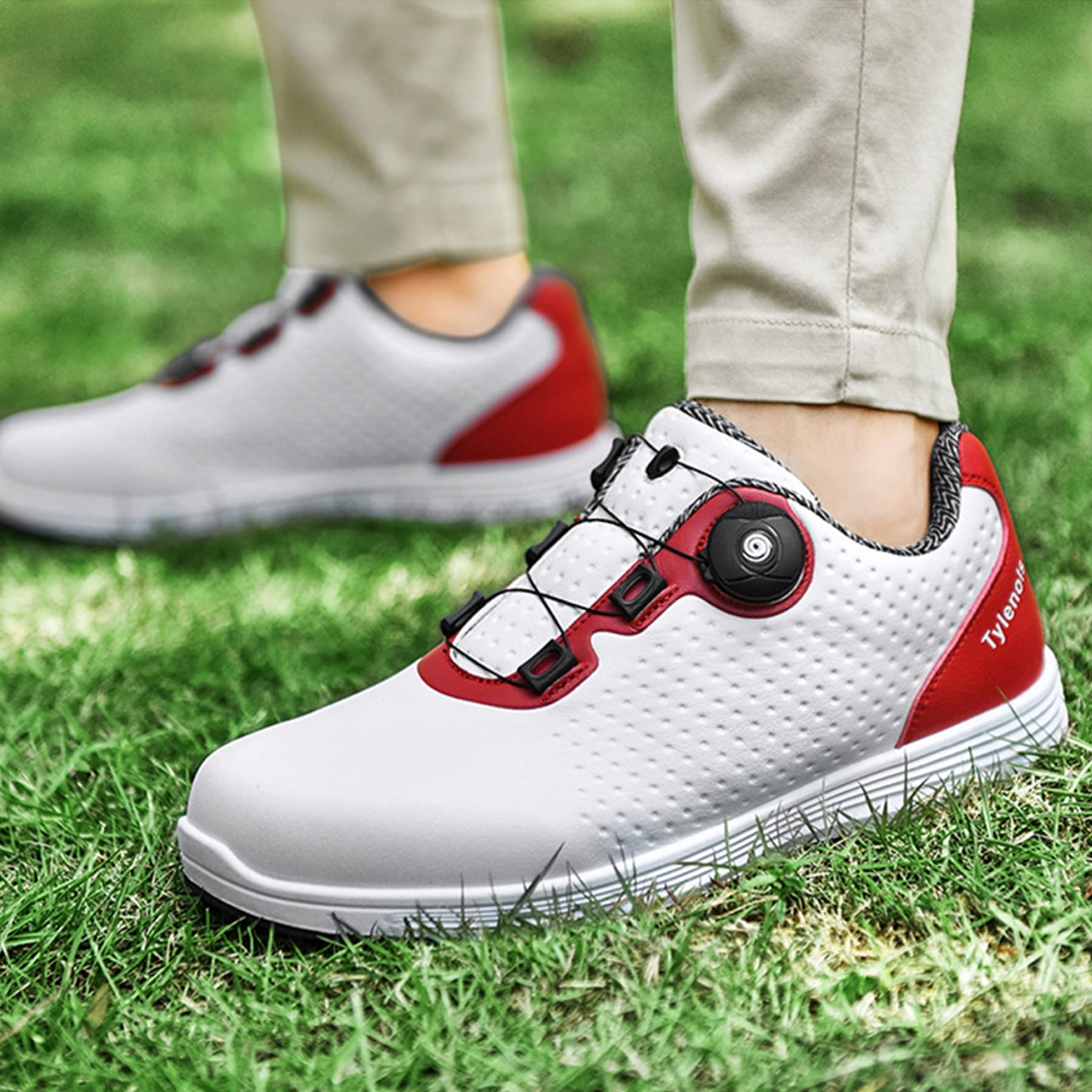 SDEQA wasserdichte Golfschuhe Für Männer Mit Drehbarer Schnalle Spikless Golf Sport Turnschuhe Große Größe Outdoor Casual