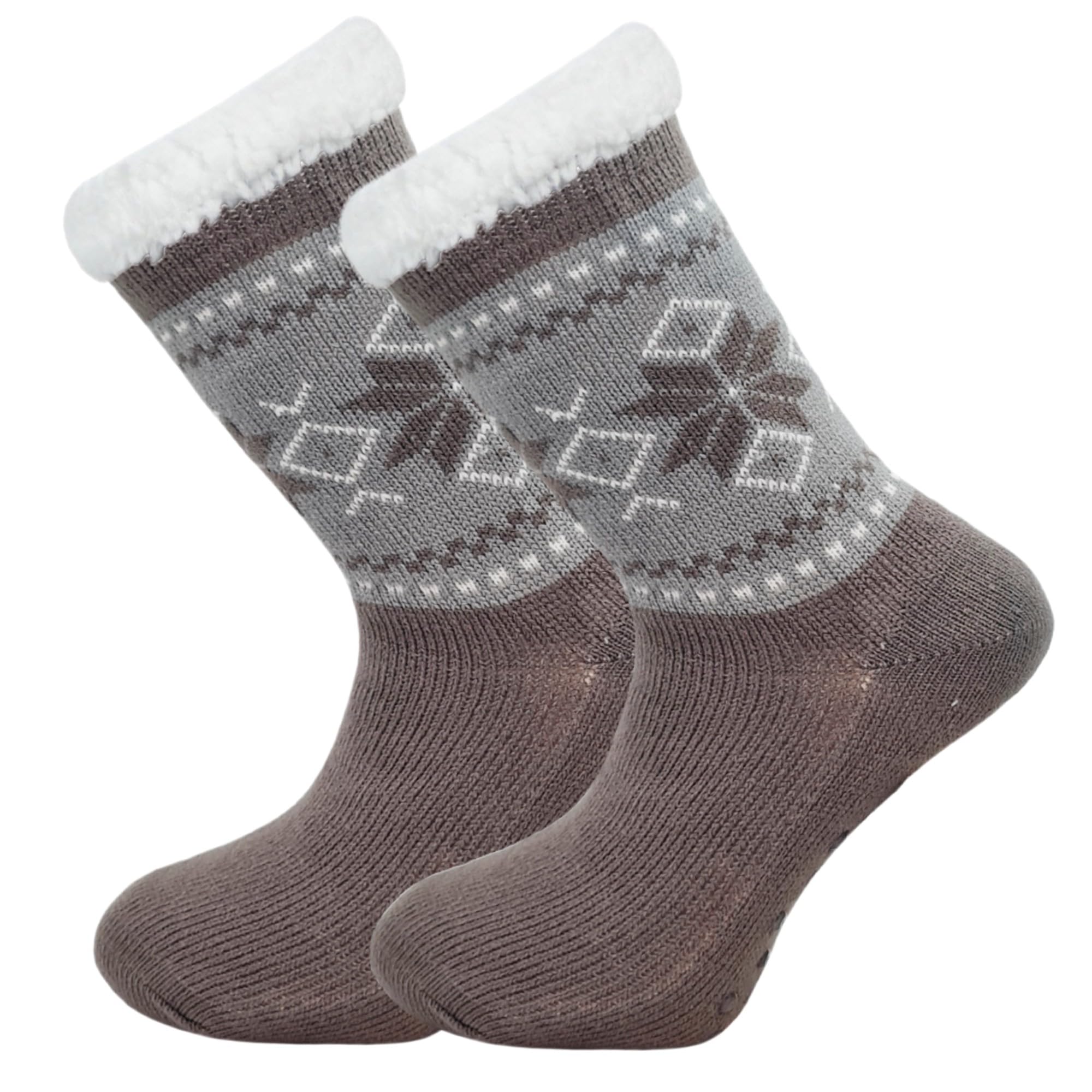 Sock-Tec Men's Option 3 Thermal Socks 4.8 Tog Sherpa Fleece Lining Winter Warm Thick Gripper Sole Socks Adults Uk Size 6-11 (Uk, Numeric, 6, 11, Regular, Regular, )