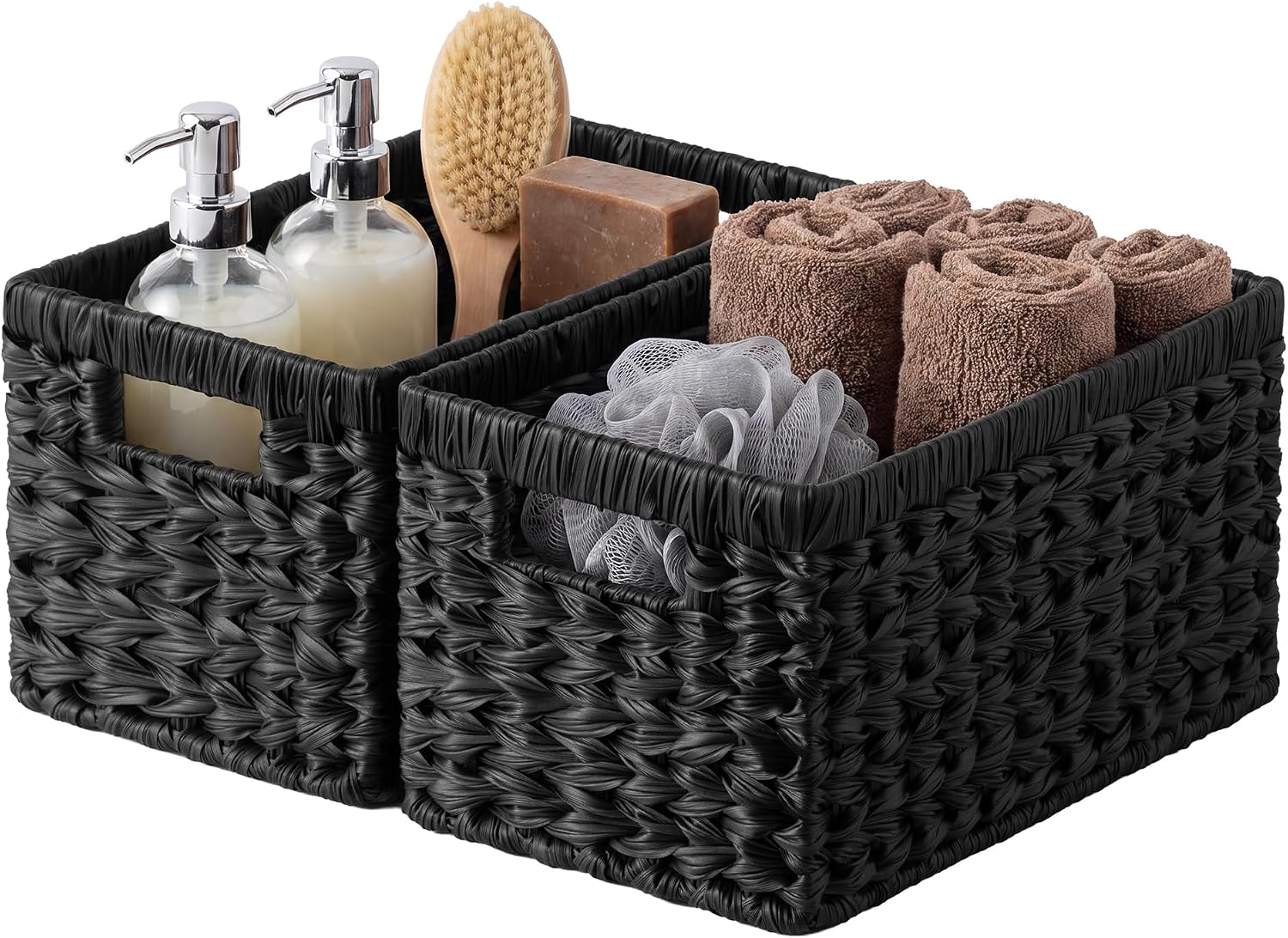 GRANNY SAYS Black Wicker Basket,Decorative Woven Baskets for Storage,2-Pack
