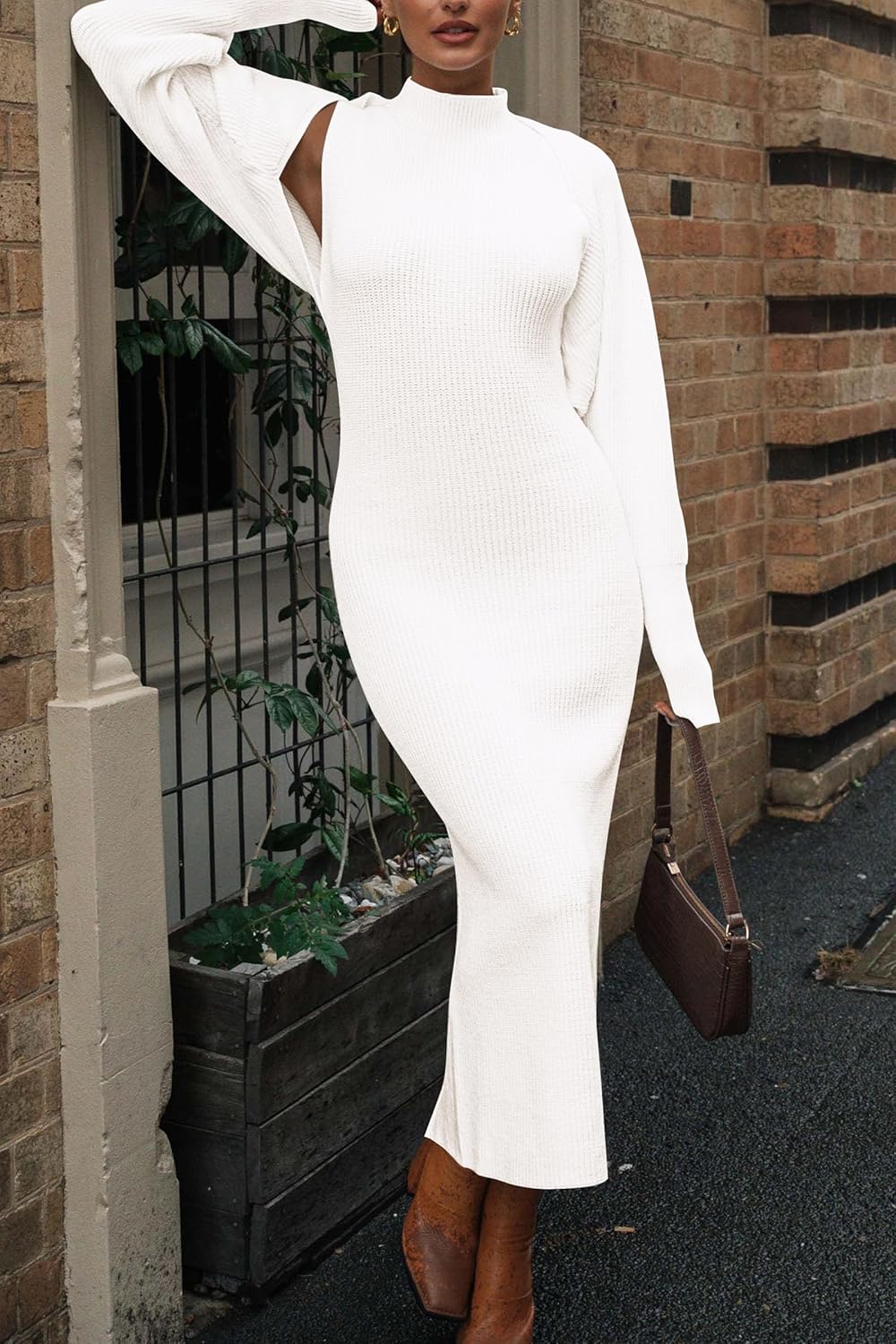 PRETTYGARDEN Women's Fall 2 Piece Outfits Knit Long Sleeve Cropped Cardigan Pullover Sweater Maxi Dress Sets Winter Clothing - Image 4