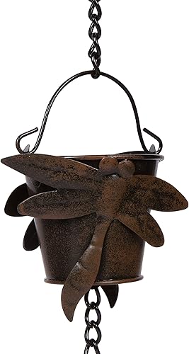 Miniatura 2 de Trademark Innovations Cadena de lluvia ajustable de libélula de 3 pies con 5 tazas (juego de 3)