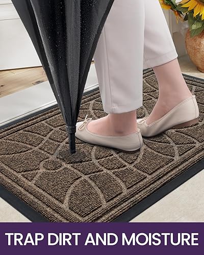 Miniatura 3 de DEXI Tapete para puerta delantera, tapete de bienvenida, antideslizante, de perfil bajo, para entrada, patio, garaje, zonas de alto tráfico, 2 x 3