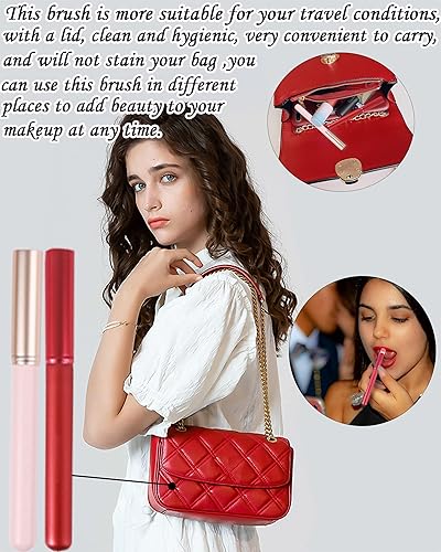 Miniatura 7 de Cepillo de mezcla de labios con tapa, cepillo de manchas de lápiz labial, cepillo corrector de manchas, cepillo de maquillaje profesional de labios