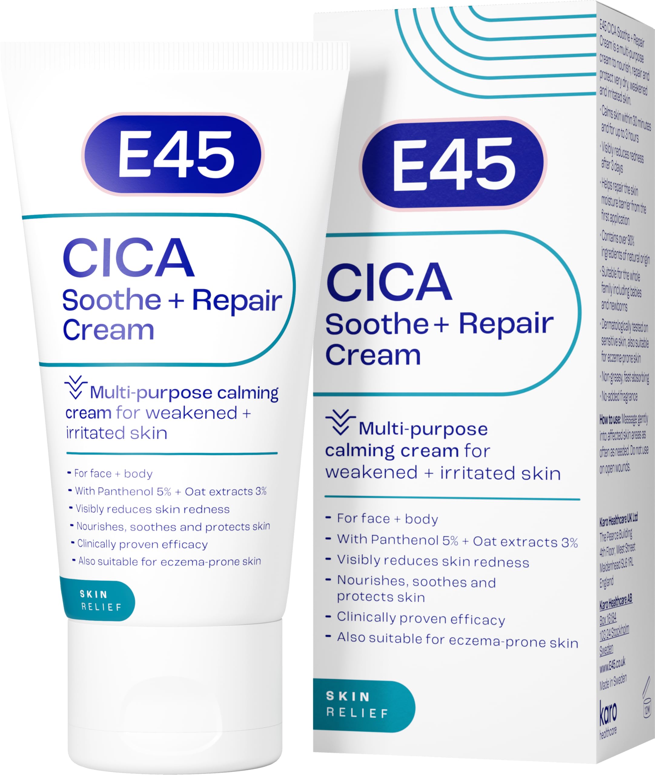 E45 Cica Soothe & Repair Cream, Protects and Restores Dry, Sensitive & Irritated Skin, Reduces Redness