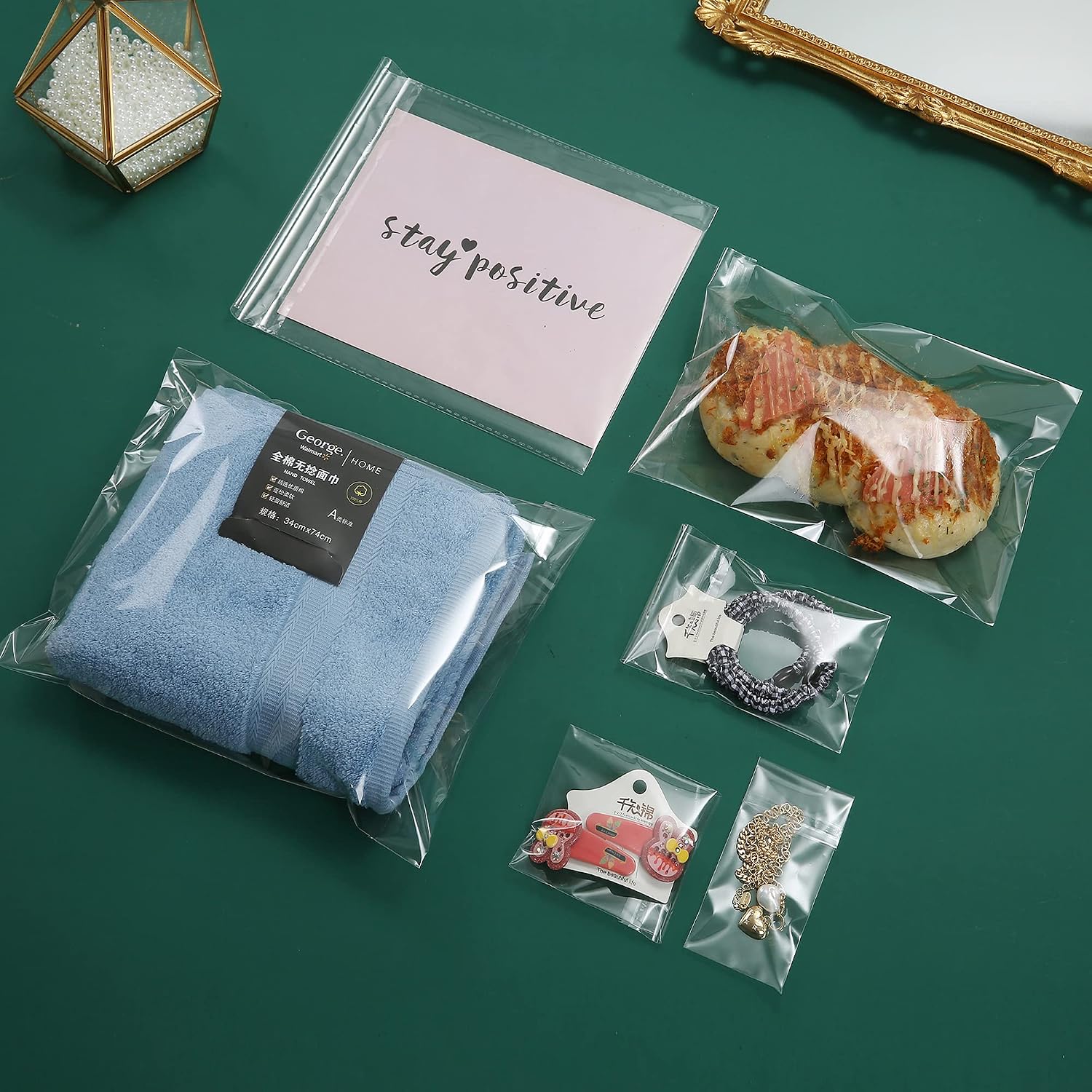 200 Pcs 7" x 9" Thick Clear Resealable Cello Seal Cellophane Bags Self Adhesive Packing Bakery Prints Photos Cards Gift Poly Cellophane Bag image 3