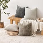 MIULEE Pack of 4 Couch Throw Pillow Covers 18x18 Inch Neutral Soft Decorative Chenille Pillow Covers Farmhouse Cushion Covers for Home Decor Sofa Bedroom Living Room