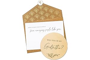 Jolicoon Will You Be My Godfather Wooden Card with Pocket Envelope and Seal Sticker