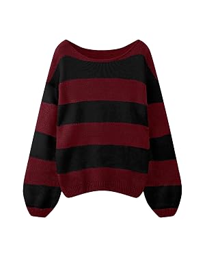 Sweaters for Womens Fall Winter Y2K Oversized Preppy Jumper Sweaters Lightweight Knit Color Block Pullover Sweater