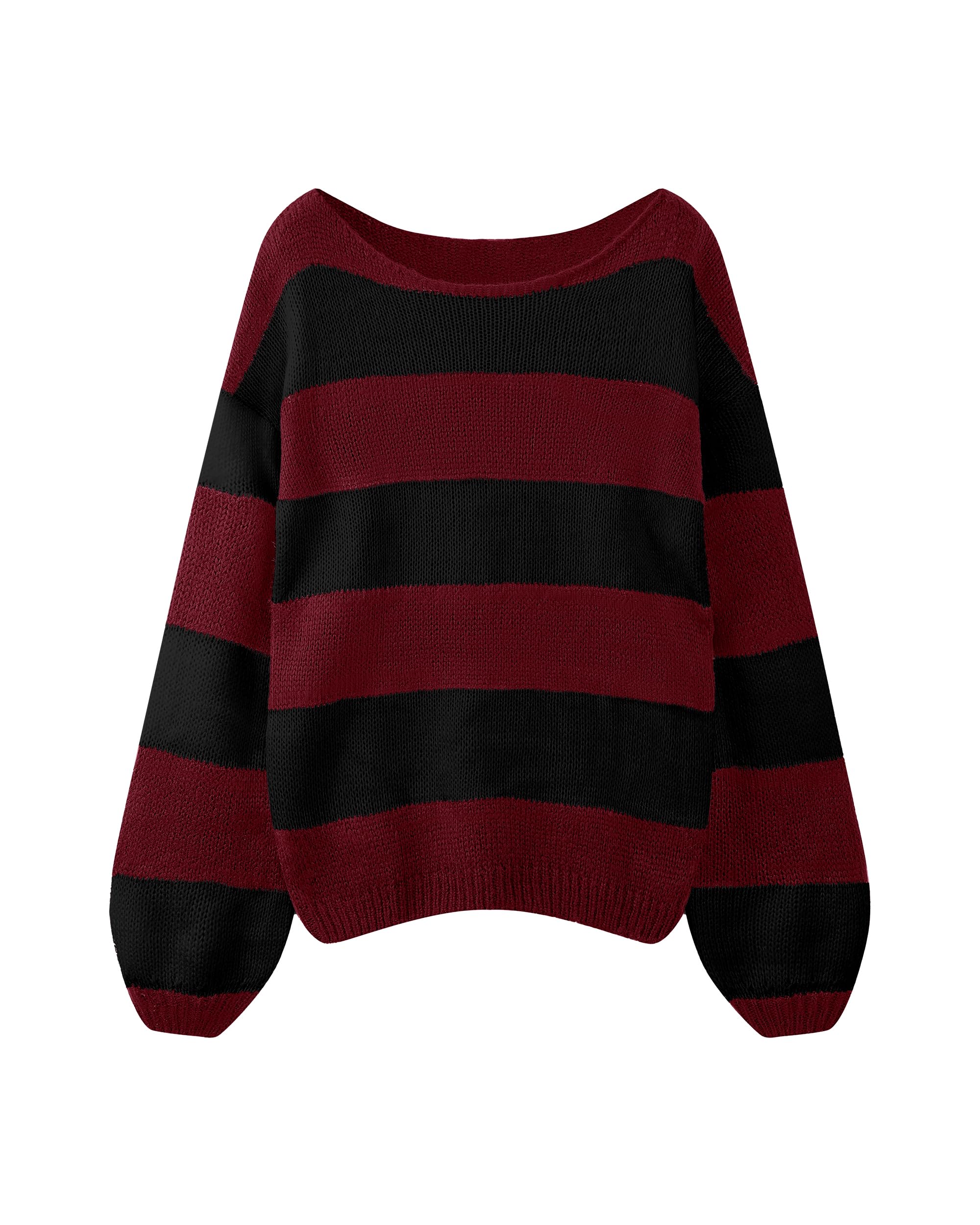 Sweaters for Womens Fall Winter Y2K Oversized Preppy Jumper Sweaters Lightweight Knit Color Block Pullover Sweater