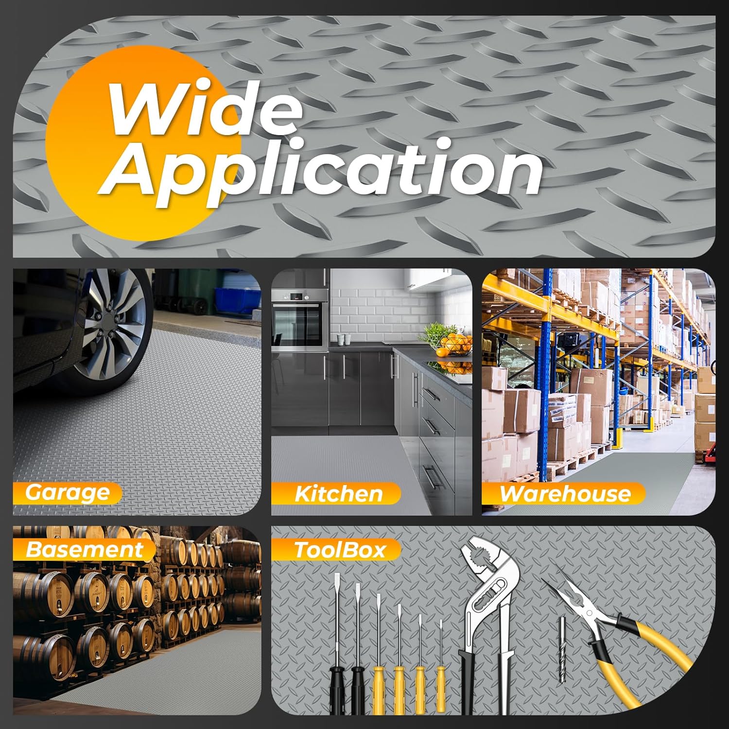 7.8 x 20 FT Garage Floor Mats for Under Car, 2.8mm Thickness Vinyl Garage Flooring Roll, L Large Size 156.2 SQFT Garage Car Mat for Large SUVs, MPV, Pickup Truck, Grey