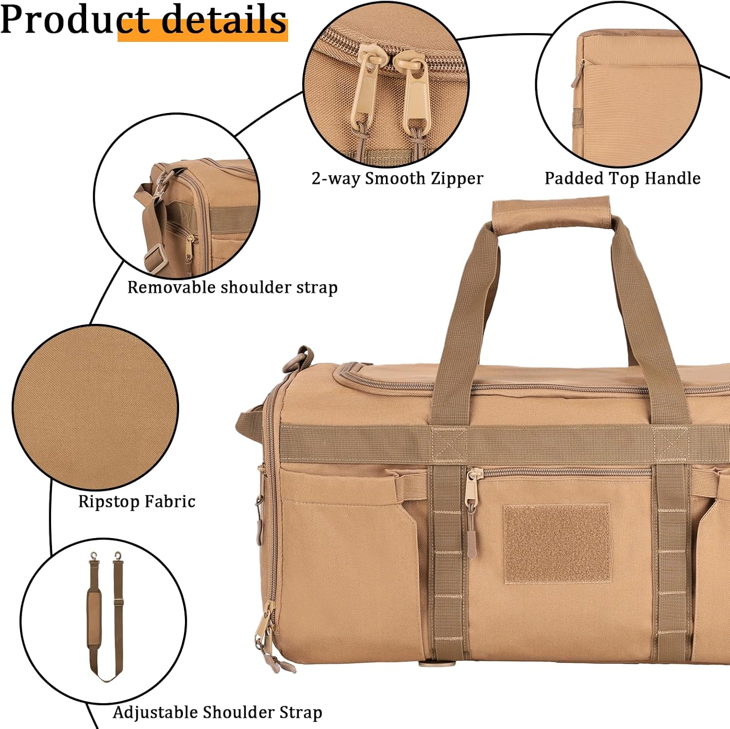 Greencity Gym Bag Duffel Bag with Shoe Compartment for Men Sports Duffels Bag Fitness (Coyote)