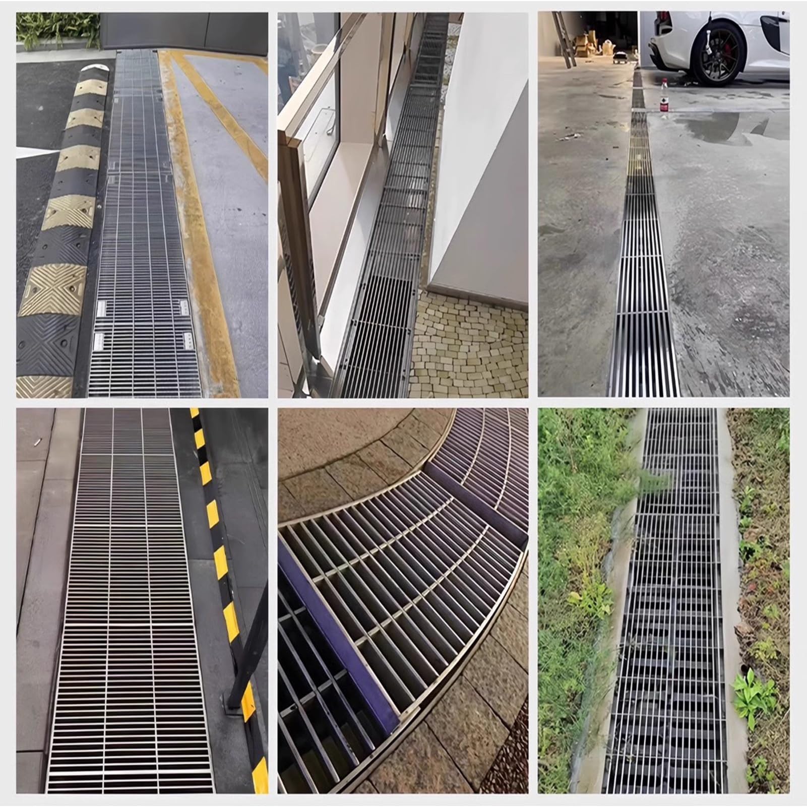 Niskoprofilowa, liniowa kratka odpływowa zewnętrzna, zestaw do odwodnienia liniowego 100x20x3 cm do chodników, ogrodów, patio, podjazdów i tarasów - metalowa osłona rynny.