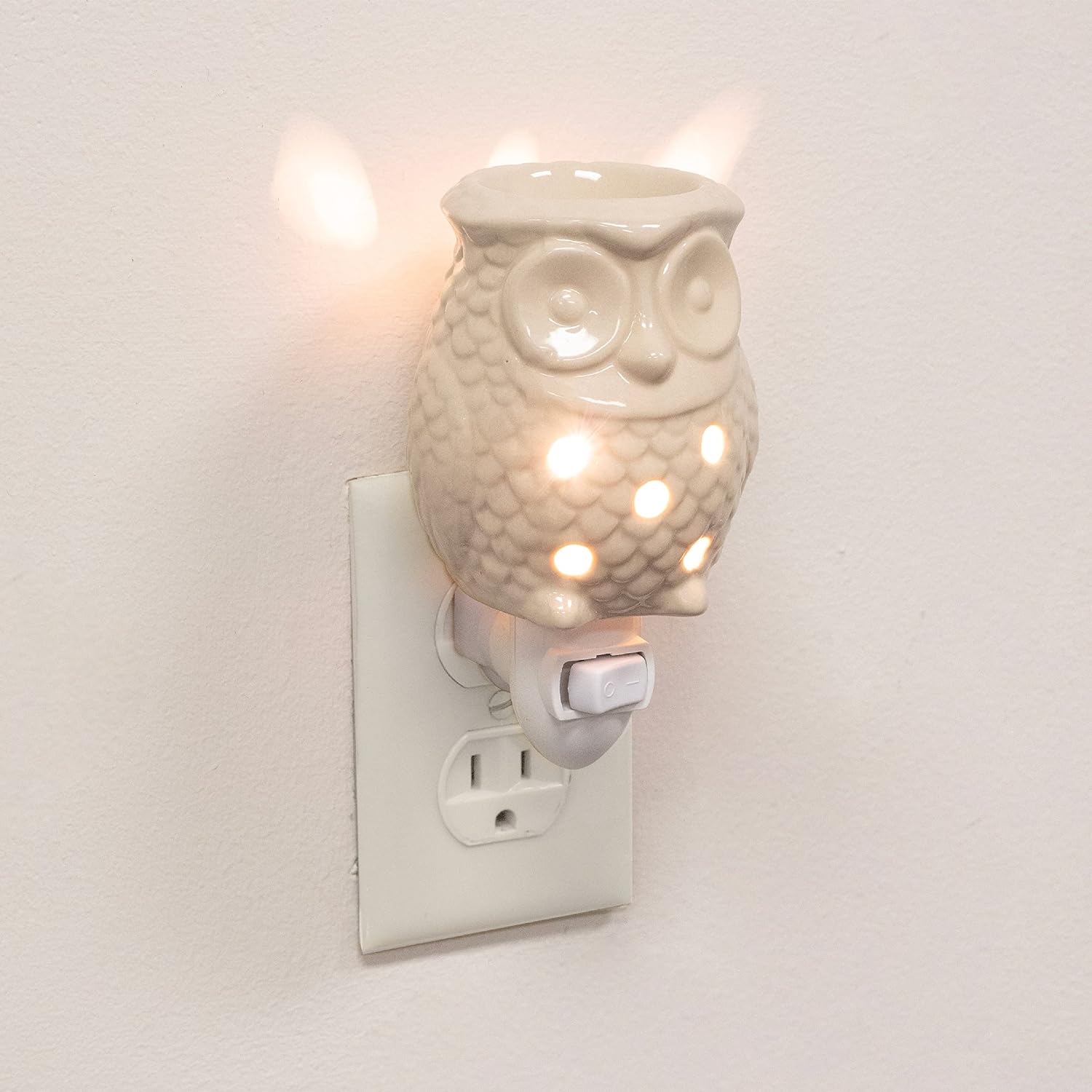 Owl Plug-in Fragrance Wax Melt Warmers (2Pk)- Electric Scented Candle Tart Warmer w 4 Cinnamon Cubes- Halogen Bulb Melts Wax & Fills Room w Fresh Scents & Night Light Glow- Holiday Xmas Must Have Gift