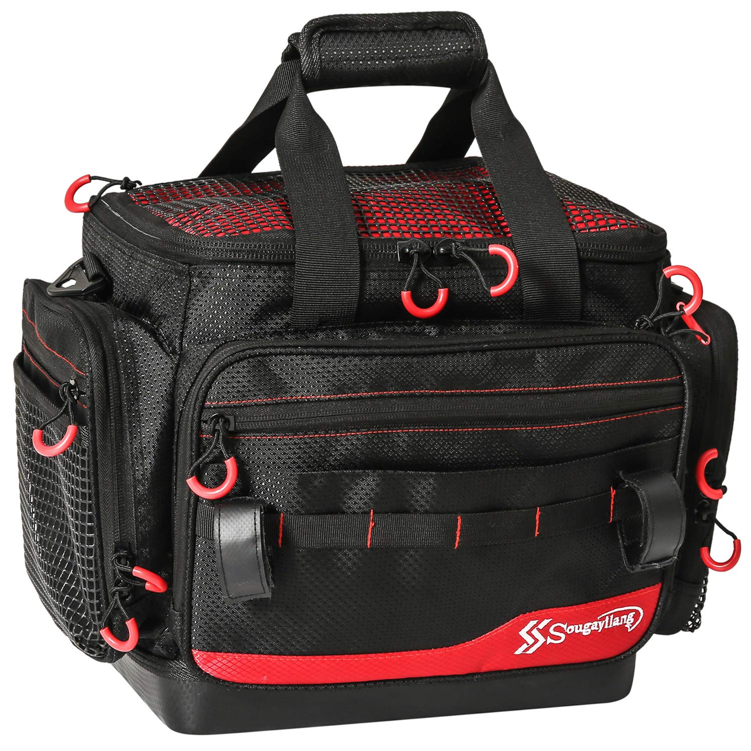 Sougayilang Fishing Tackle Bags Water-Resistant Fishing Tray Bags - Portable Fishing Organizer Shoulder Satchel - Suitable for 3600 3700 Tackle Box- Black -Standard Bag