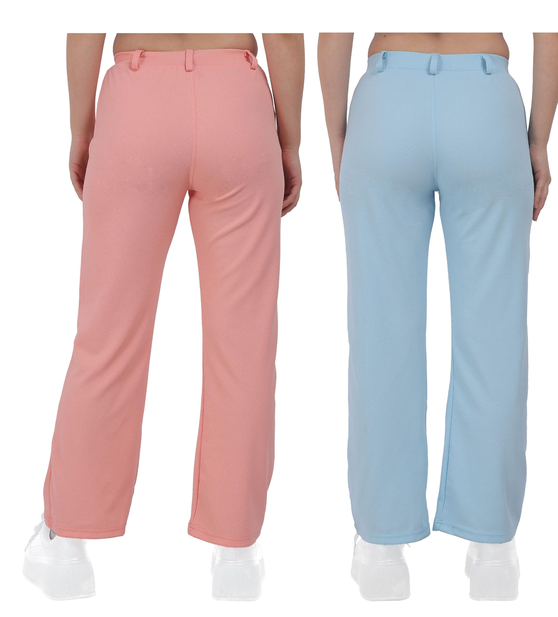 STARLATH Girls Mid Rise Pants And Trousers For Daily Routine Multicolors Pants, Soft Lycra Stretchable Active Pant For Yoga Running Sports Activites Combo (Pack Of 2) (11-12 Years, Sky-Blue, Peach) - Image 2 thumbnail