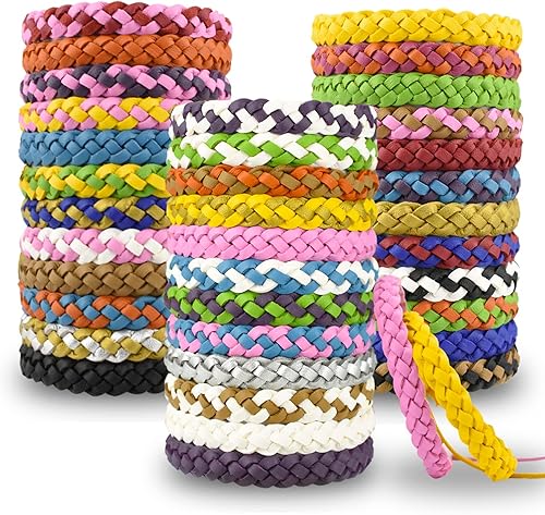 Miniatura 8 de Paquete de 12 pulseras repelentes de mosquitos, envueltas individualmente, de piel sintética, repelente de insectos y insectos, para niños