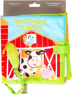 DEMDACO Happy Barnyard Friends Corn Rustic Red Children's Musical Soft Book Toy