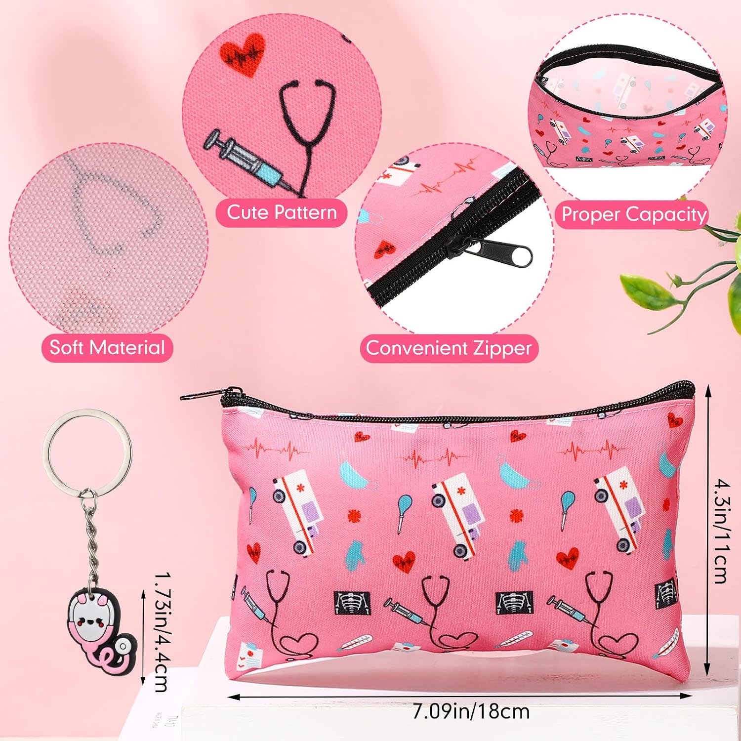 Glitopper 35 Pieces Nurse Appreciation Gift Sets 7 Nurse Socks 7 Nurse Canvas Makeup Bag 7 Nurse Keychain 7 Mini Notebooks 7 Teeth Ballpoint Pens, Christmas Birthday Gift for Nursing Students(Nurse)