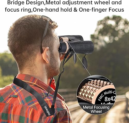 Miniatura 2 de Binoculares HD de 8 x 42 para adultos con adaptador de teléfono mejorado, trípode, binoculares impermeables de enfoque interno Vethwal con prismas