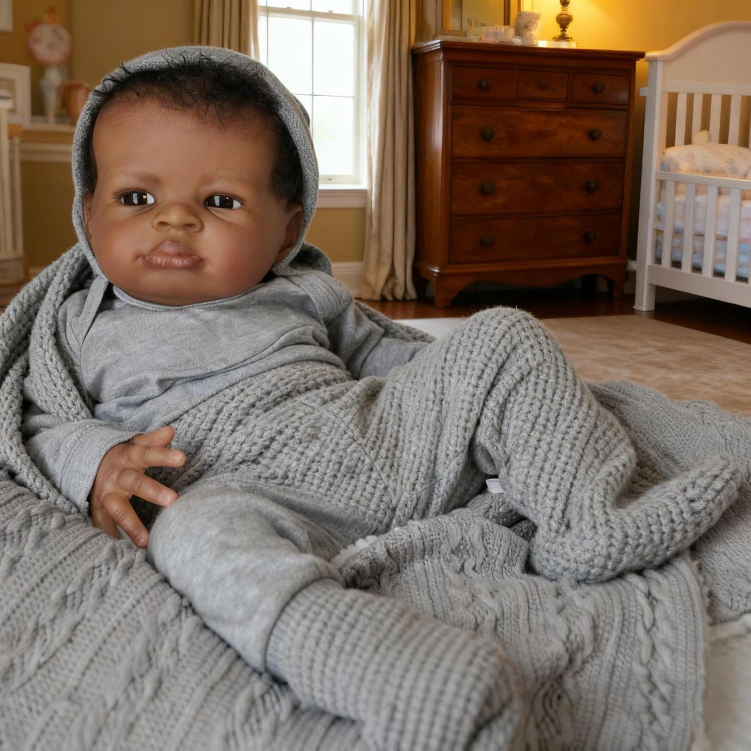 Zero Pam Realistic Black Reborn Baby Dolls Silicone Full Body Boy, 20 Inch African American Baby Dolls Silicone Body,Dark Brown Newborn Doll That Look Real