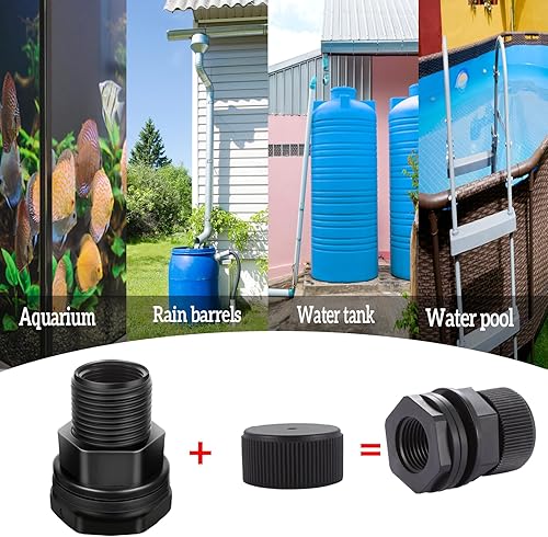 Miniatura 2 de Manguera de jardín de PVC con enchufe, NPT hembra de 12 pulgada, GHT macho de 34 pulgadas (rosca de manguera de jardín), para barriles de lluvia,