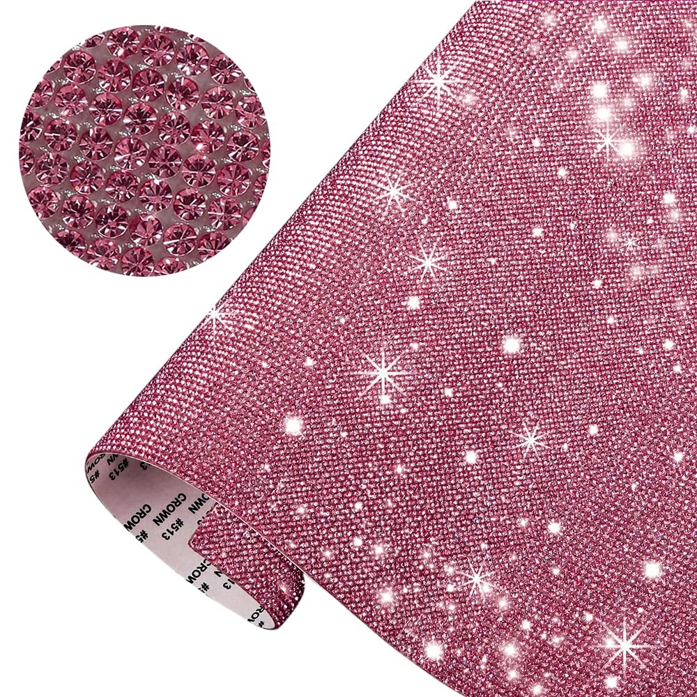 Bling Crystal Rhinestone Sticker DIY Car Decoration Sticker Sticker Glitter strass Crystal Gem Stickers decorazione auto regalo (rosa chiaro, 39,6 x 23,9 cm)