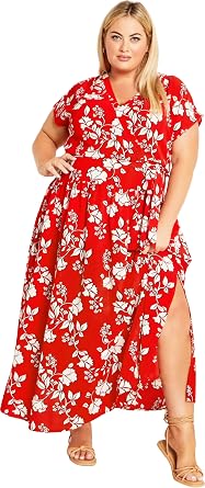 Avenue Womens Avenue Plus Size Dress Havana Maxi Pr in Navy Spot