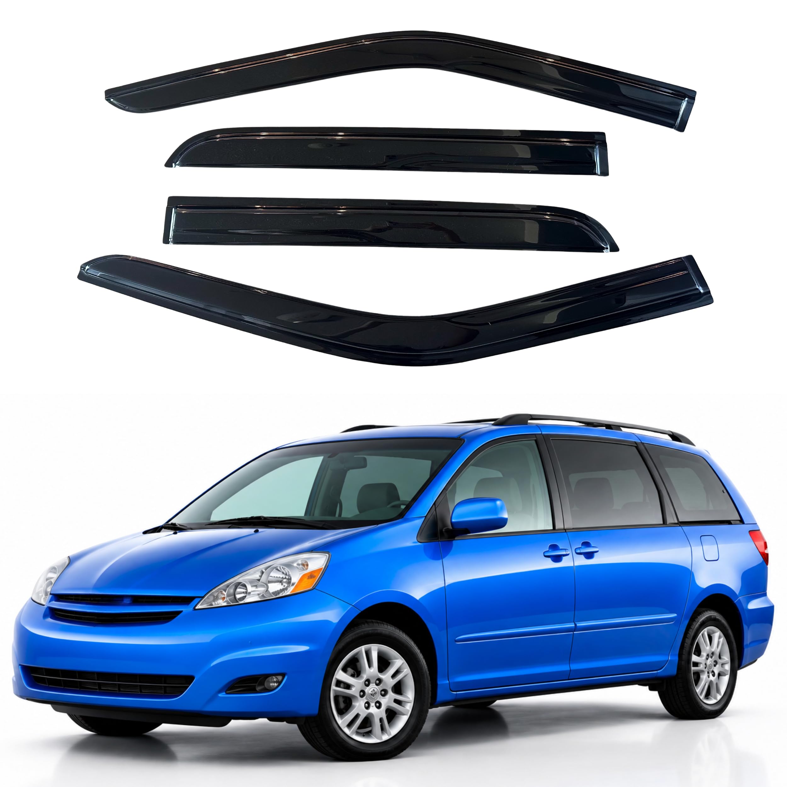 IG Window Visors Fit for 2004-2010 Toyota Sienna, Out-Channel Rain Guards Vent Wind Deflectors 4PC, Car Accessories for 04-10 Sienna