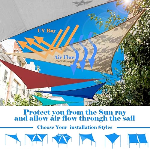 Miniatura 4 de Toldo triangular de 12 x 12 x 17 pies, color gris claro para toldos de protección solar al aire libre, jardín y patio trasero, color gris claro