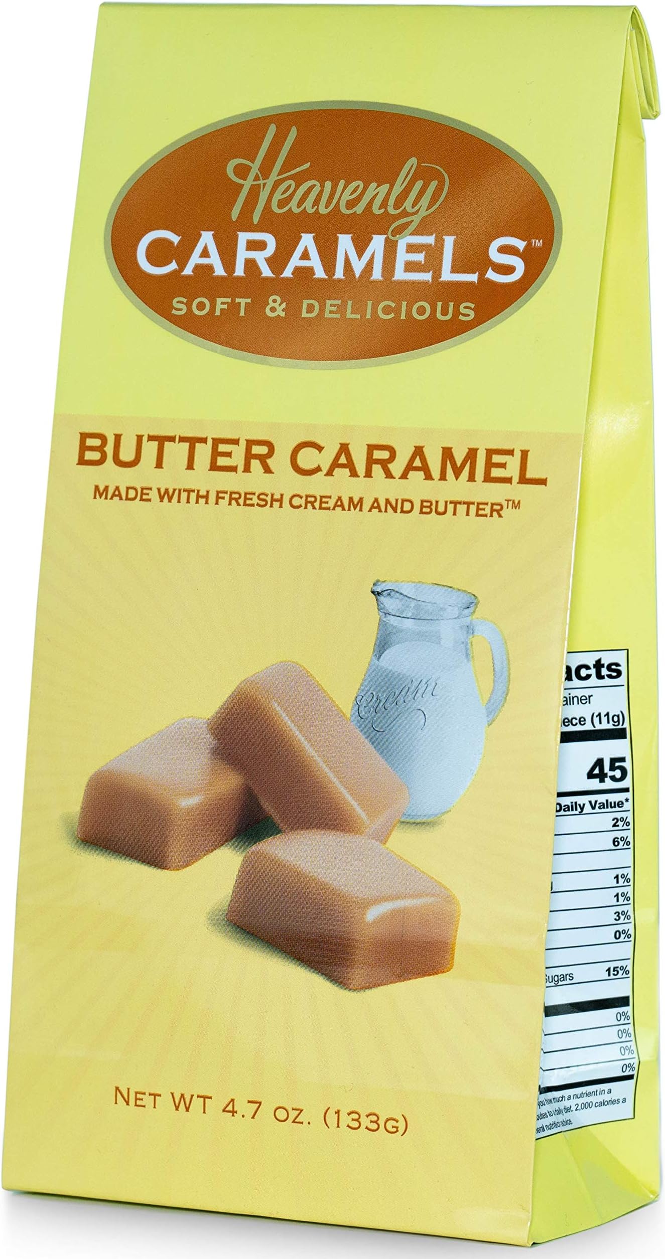 J Morgan Confections Heavenly Caramels, Butter Flavor (4.7 oz bag, 4-Pack); Gourmet, Artisan Soft and Chewy Butter Caramel Candies, Creamy and Smooth, Hand-Crafted Golden Treats
