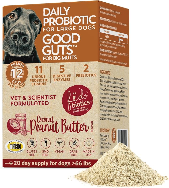 Probiótico para Cães Grandes Fidobiotics Good Guts, 20 porções