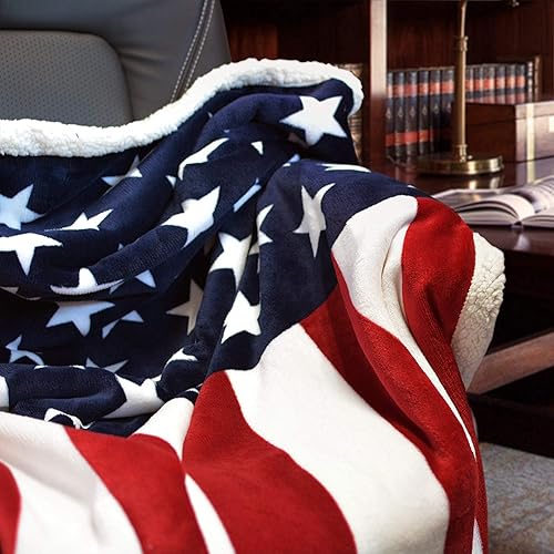 Brandream Manta de forro polar de diseño con bandera estadounidense para niños, niñas, adultos, mantas de 51 x 63 pulgadas, súper suave