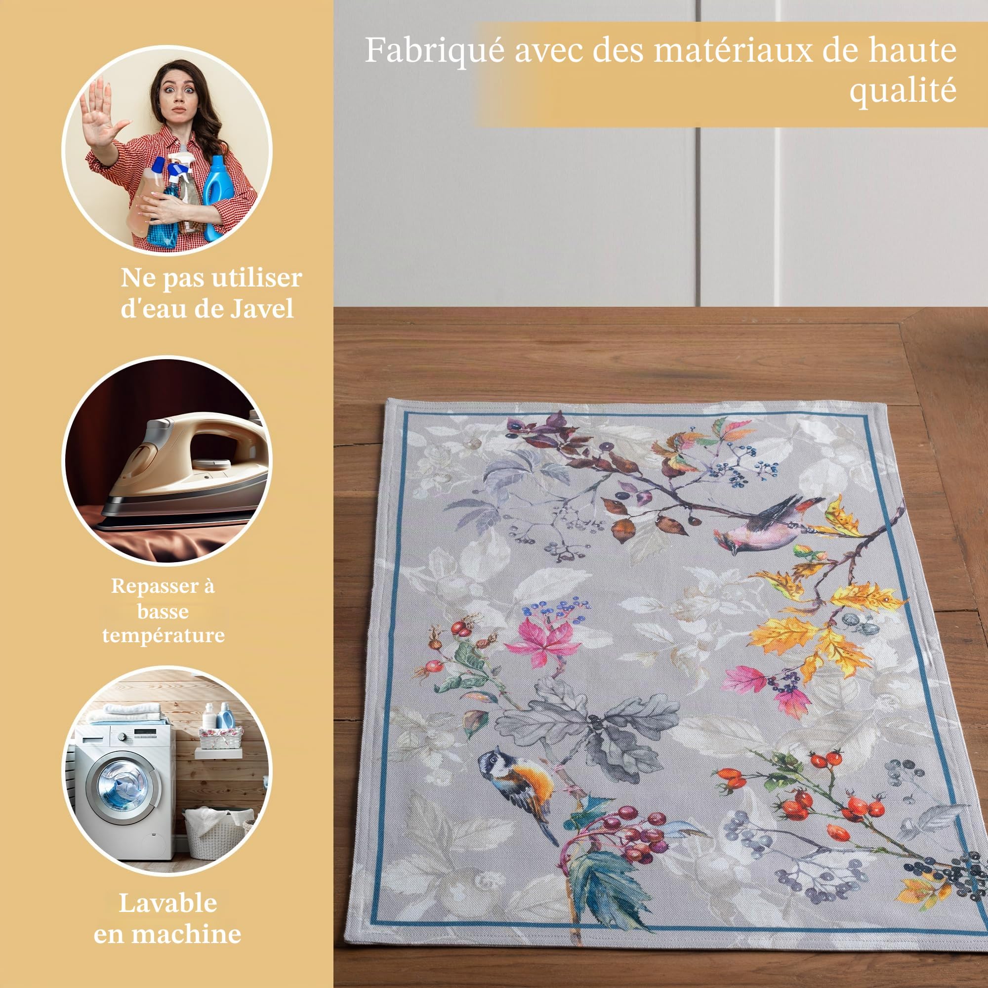 Maison d' Hermine Sets de Table 100% Coton (33 cm x 48 cm, Lot de 4)