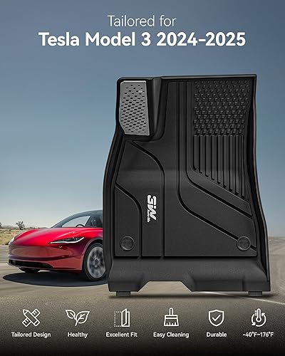 Miniatura 25 de 3W – Tapetes compatibles con Tesla Model Y 2020-2024 y 2025 (no para Juniper), tapetes TPE para todo tipo de clima y revestimiento para maletero