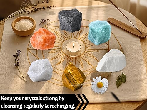 Miniatura 5 de Cristales para niños, juego de 6 cristales curativos de ojo de tigre, aguamarina, cuarzo de nieve, hematita, escolecita y piedra solar