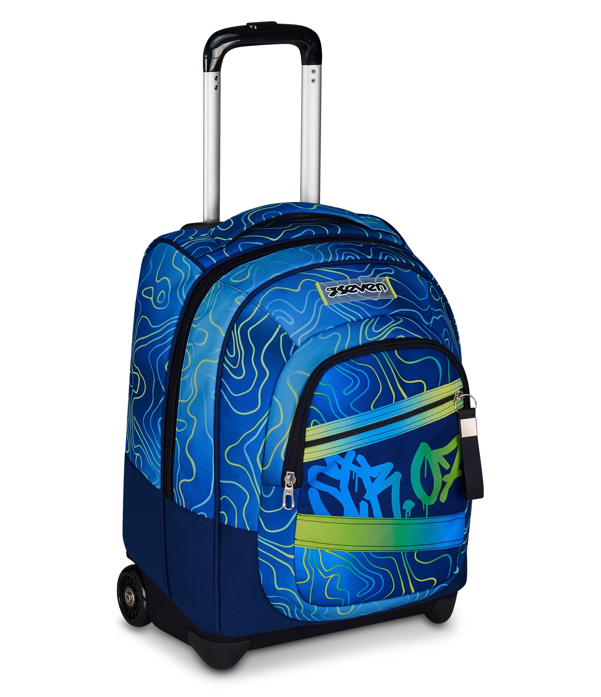 Seven School Trolley Fixed, Blue, 2 in 1, Double Use, Trolley and Backpack, Travel School Backpack, Child Boy, blue, Taglia unica, modern