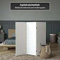 Vista 89 de Pantalla plegable de fibra tejida corta de 4 pies - Crema - 4 paneles