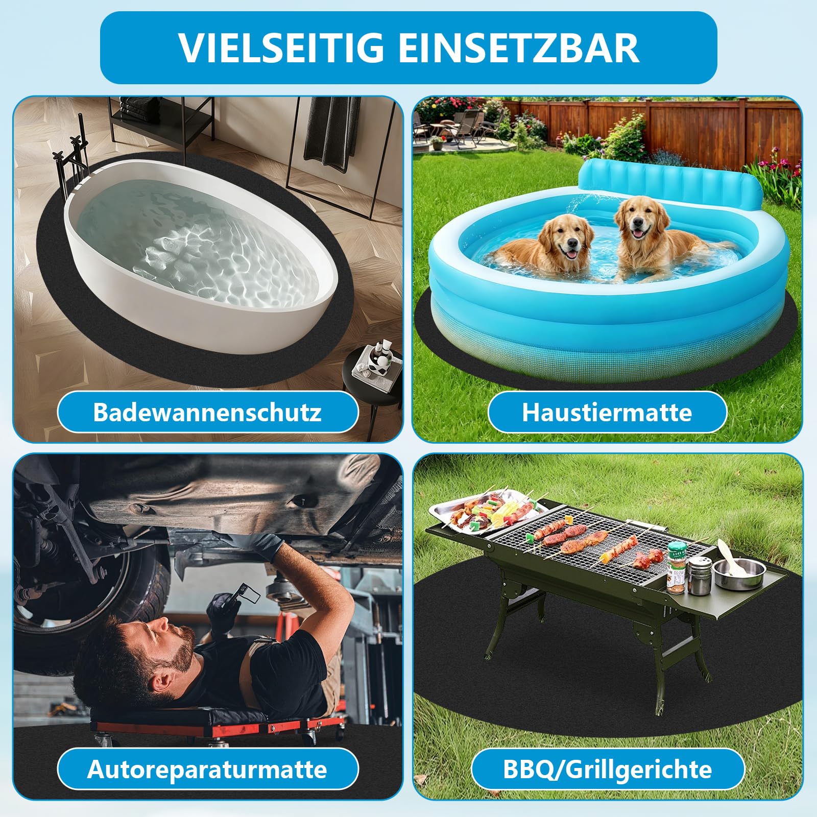 Storystore Poolunterlage Rund, 400cm Pool Unterlage Outdoor Faltbarer Poolmatten Schutzboden Whirlpool Unterlage Wasserabsorbierende Pool Bodenplane für Aufstellpools Whirlpools