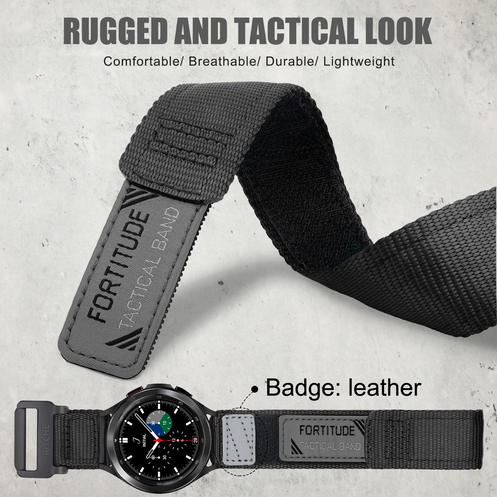 Ritche Nylon Sport 20MM Extra Long Quick Release Watch Band for Omega x Swatch Moonswatch for men, Replacement Samsung Galaxy Watch 4/5 Band/Active 2 Watch Bands 40mm 44mm/Galaxy Watch 5 Pro Band 45mm