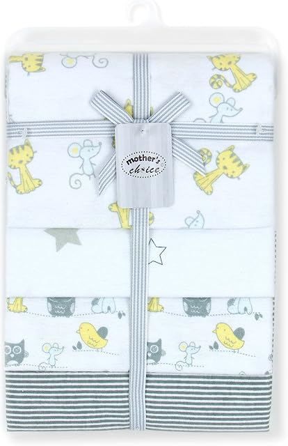 Mother's Choice Baby Blanket for Newborn - 4pcs 100% Cotton Baby Flannel Blanket, Receiving Blanket, Baby Swaddle Blanket, Soft Baby Blanket for Baby Boy and Girl